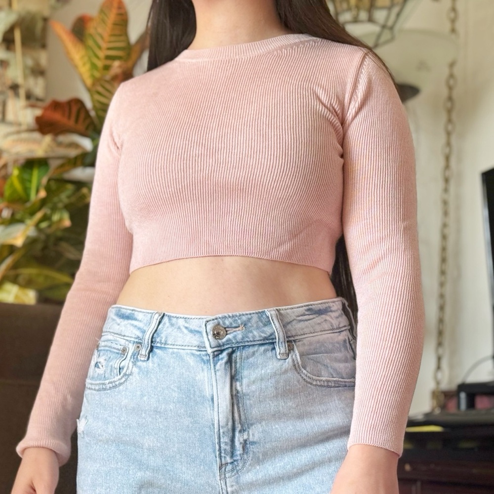 Topshop Ribbed Cropped Wool Blend Sweater